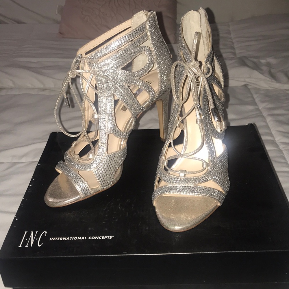 Gold high heels. Wore them once